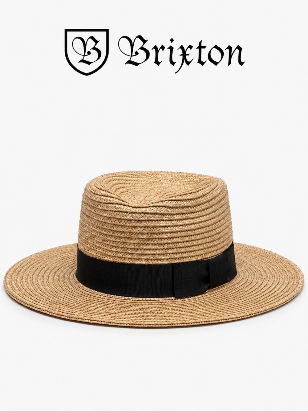 Brixton Joanna Straw Rancher Hat – Natural with Black Ribbon – XS (54 cm)